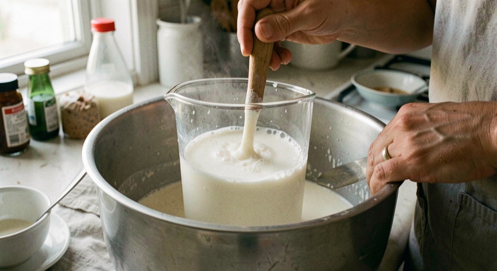 Detailed working view of milk punch within clarification